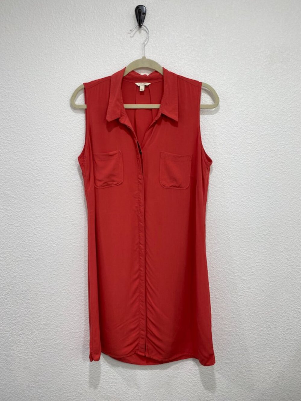 Sonoma Life + Style Shirt Dress Button Down Utility Vibrant Coral Large - Picture 2 of 8